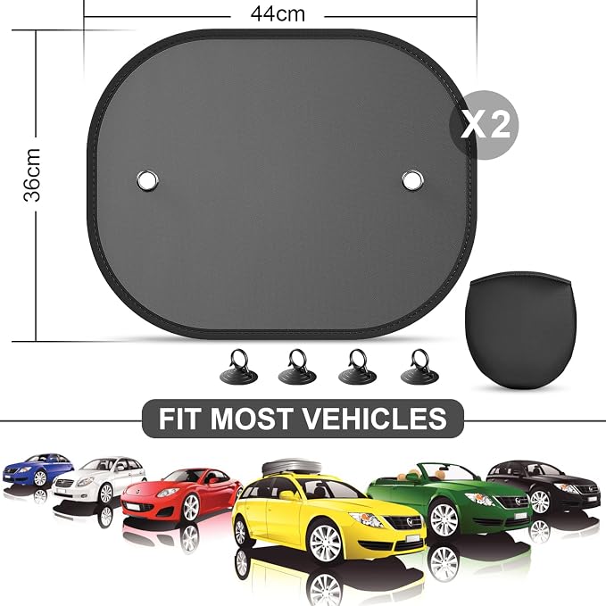Car Window Shade, 2 Pack Car Sun Shade for Window Baby Suction Cups Sunshade for Side Window Sun and UV Block for Kids/Adults/Pets - 17.3''x14'' Universal Fits - Image 3