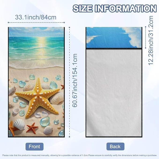 Beach Starfish Car Seat Towel Cover Auto Front Seat Towel Cover | Universal Non Slip Waterproof Sweat Protector with Storage Bag Ocean Starfish Car Interior Accessories Running Gym Yoga Towel - Image 7