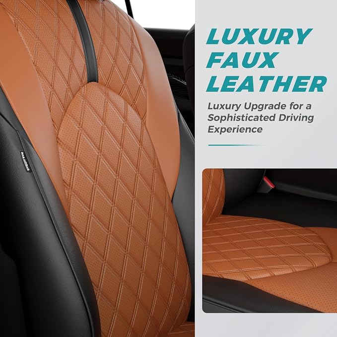 Custom Seat Covers for Toyota Grand Highlander 2024-2026 8 Seats | black brown, faux leather, 2nd row 40/60 split bench, waterproof, breathable, airbag compatible, stain resistant - Image 2