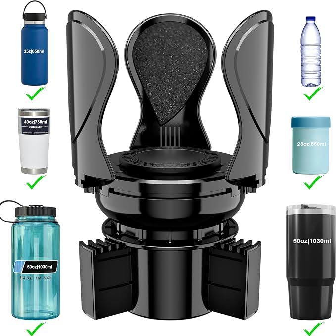Car Cup Holder Expander, Cup Holder Extender Adapter with Expandable Arm and Adjustable Base, Compatible with Yeti Ramblers 14-64oz, Hydro Flasks 18-64oz Most Coffee Mugs Bottles & Cups by Zeyitian
