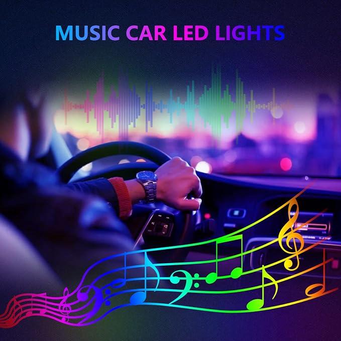 Car Led Strip Lights, 5 in 1 Interior Car Light, Ambient Led Lighting Kit with RGB 16 Million Colors&236 inches Fiber Optic, Neon Light Accessories for Car, Bluetooth APP and Remote Control - Image 6