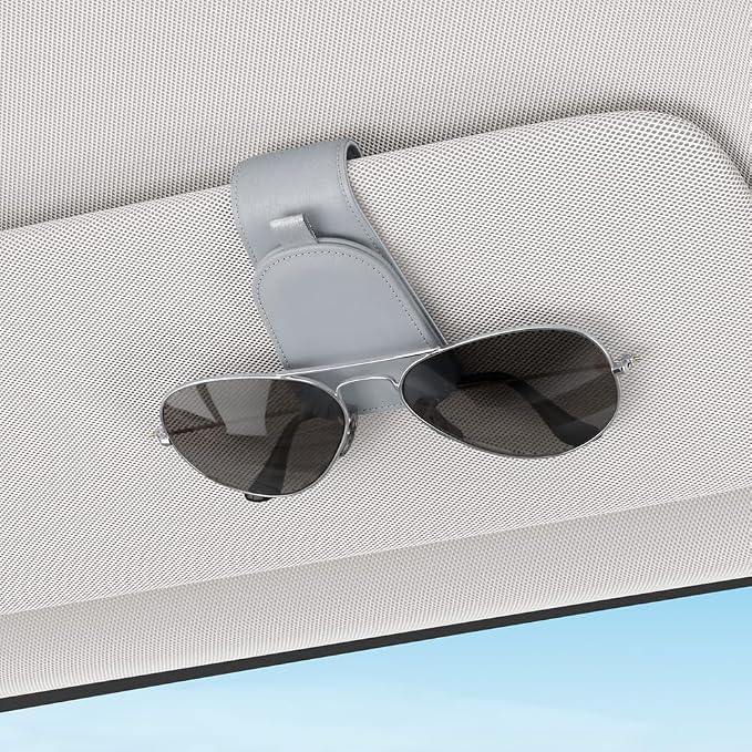 Sotfamily Magnetic Sunglass Holder for Car Visor, 2 Packs, Faux Leather | Strong Magnetism, for Most Car Visors, No Marks on Visor, Gift-Ready Packaging, Sunglass Organizer, Car Accessories for Men - Image 2