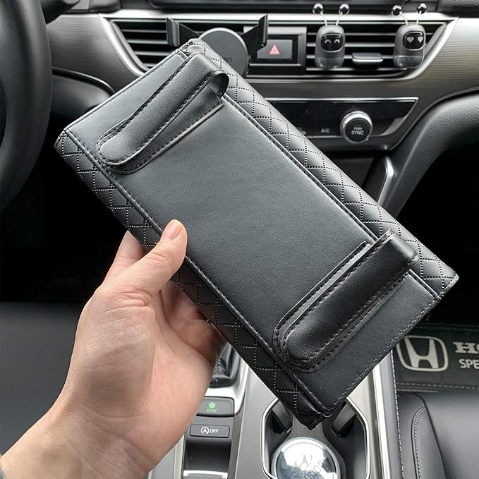 Car Tissue Holder, Sun Visor Tissue Holder, Car Visor Napkin Holder, PU Leather Backseat Tissue Case for Auto/Truck (Black) - Image 5