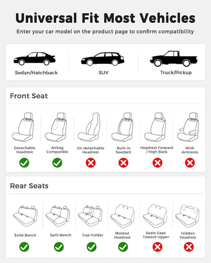 Huidasource Back Seat Cover, Luxury Faux Leather Rear Seat Cover, Velcro Adjustable, Compatible with Child Seat, Perforation Cooling＆Heating, Universal Fit for Most Cars, Vans, Trucks, SUVs, Black - Image 7
