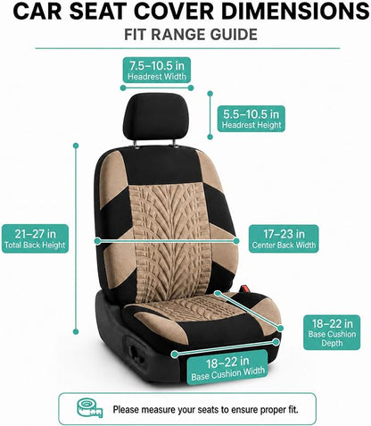 FH Group Front Set Travel Master Car Seat Covers - Covers for Low Back Car Seats with Removable Headrest, Universal Fit, Automotive Seat Cover, Airbag Compatible Car Seat Cover for SUV, Sedan Beige - Image 8