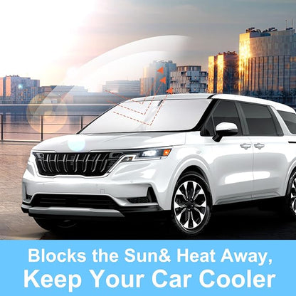 Windshield Sun Shade for 2022-2026 Kia Carnival Accessories | Full covered for windshield, Foldable & Durable, Block UV Rays, Reduce Heat, Easy to install, Keep Car Cooler - Image 6