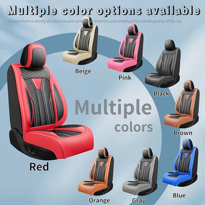 Fit Corolla Premium Leather Car Seat Covers for Toyota Corolla 2000-2025 2026 - Waterproof，Breathable，All-Weather Seat Cushion Protecto & Airbag Compatible, Full Set Red&Black - Image 5