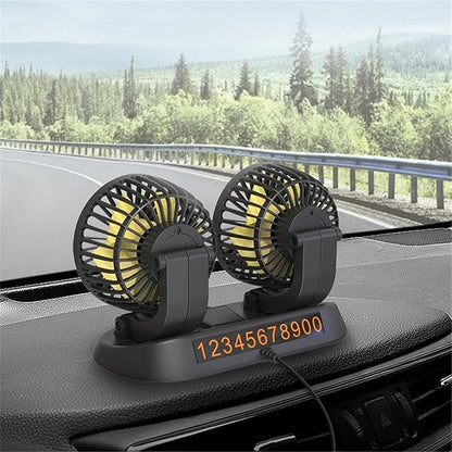 Portable 2-Head Car Cooling Fan, 12V Cigarette Lighter Plug Dashboard Fan for Vehicles Cars Trucks SUV, 360° Adjustable Heads Strong Airflow (No Battery) - Image 6