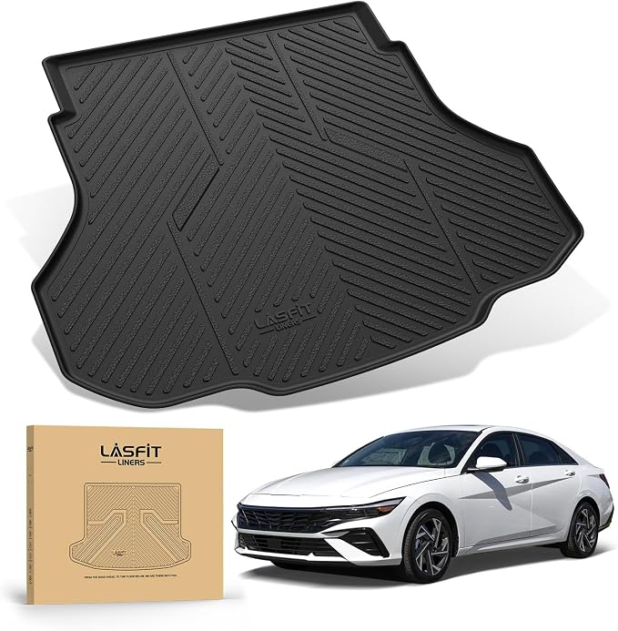 LASFIT Cargo Mat for Hyundai Elantra 2021-2026 / Elantra N 2022-2026 | All Weather TPE Custom Fit Cargo Trunk Mat Accessories, Black - Image 9