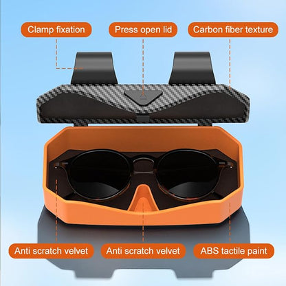 Sunglasses Holder for Car Visor, One-Handed Press to Open Car Glasses Case, Carbon Fiber Texture Visor Accessories Stability for Truck SUV Sedan, Anti-Scratch Velvet Interior (Orange) - Image 6