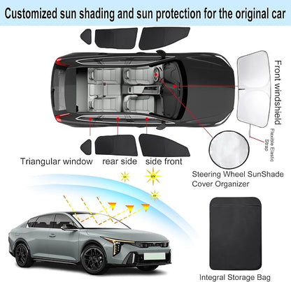 TINGLU Window Shades for Kia K4 2025 2026 Accessories Car Side Full Windows Rear Triangular Windshield Sun Shade Sun UV Rays & Privacy Protection for Camping 7PCS - Image 3