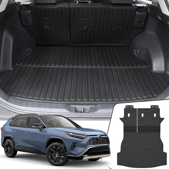 Cargo Mat for Toyota RAV4 2019-2025 Hybrid & Gas Accessories | One-Piece Cargo Liner & Rear Seat Back Protector, All Weather TPE, Non Slip & Odorless & Scratch Proof, Quick Clean by JOULARISE