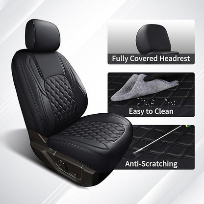 Huidasource Front Seat Covers for Wrangler JL 2018-2026, Gladiator 20-26 | Breathable Faux Leather Car Seat Cover for Jeep Wrangler JL 4-Door, For Jeep Gladiator 2020-2026, Front Pair Black - Image 3