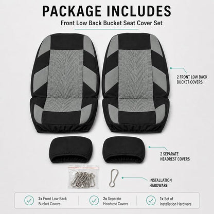 FH Group Front Set Premium Cloth Car Seat Covers for Low Back Car Seat with Removable Headrest, Universal Fit, Airbag Compatible Seat Cover for SUV, Sedan, Beige - Image 7
