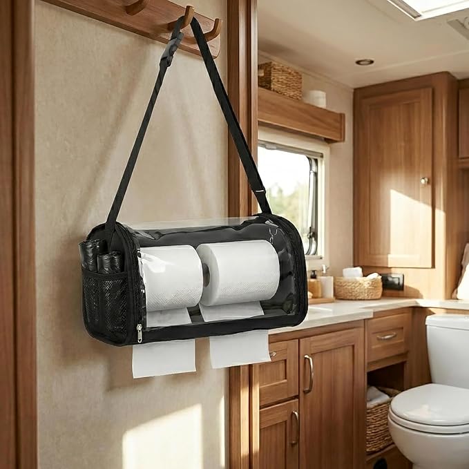 Hanging Portable Paper Towel Holder: Water-Repellent Toilet Paper Holder | Enclosed Cat Proof No-Drill Wall Mount Tissue Dispenser for RV, Car, Camping, Travel, Overlanding Bathroom & Outdoor Use - Image 5