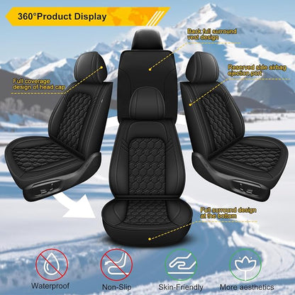 Front Seat Covers for Infiniti M37 2007-2013 Faux Leather | Waterproof Breathable Scratch Resistant 360° Wrap Airbag Compatible Easy Clean (2 Seats,Black) - Image 7