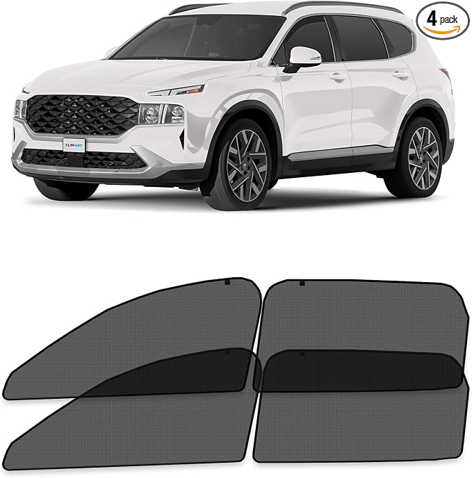 CLIM ART Magnetic Car Window Shades for Hyundai Santa Fe 2019-2023 – Custom-Fit Sun Blocker Curtains, Side Window Covers, Essential Car Accessories for Camping, Baby, and Privacy Protection - MS0258 by CLIMART