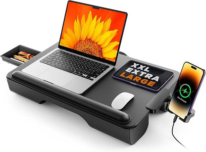SAIJI Laptop Lap Desk, Portable Laptop Desk for Bed Fits Up to 17" Laptops | Lightweight Laptop Tray Table with Storage Drawer & Phone Holder, Lap Desk with Cushion, for Working or Gaming on Couch by SAIJI