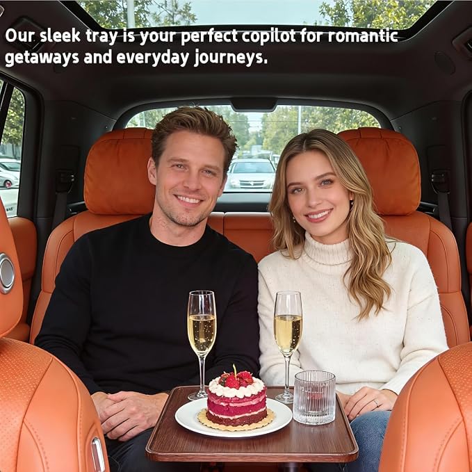 Car Desk for Laptop,360° Rotating Cup Holder Table，Wood Car Tray, Car Table & Car Food Tray，Steering Wheel Tray， Car Accessories for Women & Men. Compatible with Tesla Model Y/3/S, Ford F150& Most - Image 6