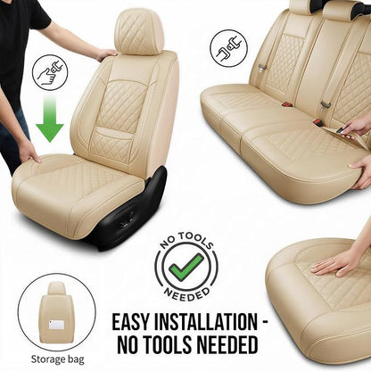 Fit for 4Runner Car Seat Covers Compatible with Toyota 4Runner 2003-2026(Only for 5 Seats Version) - Waterproof Leather Seat Cushions Protector, Only 2 Front seat Covers (Beige) - Image 5