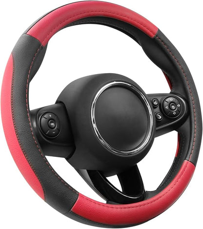 SEG Direct Car Steering Wheel Cover for Prius Civic Model 3 / Y 14"-14.25" | Small Size 35.5-36 cm for Camaro, Microfiber Leather, Anti-Slip Comfortable Grip, Auto Interior Accessories, Black and Red - Image 8