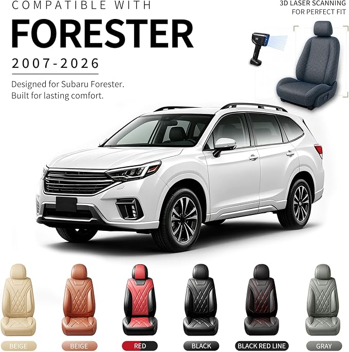 for Subaru Forester 2009-2026 Car Seat Covers, Full Set, Brown | Luxury Full Coverage Leather Seat Protectors, Waterproof Breathable, Non-Slip, Easy to Install, Airbag Compatible, All-Season - Image 3