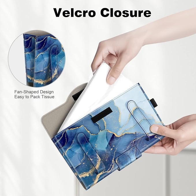 CaseBot Car Visor Tissue Holder, Sun Visor Napkin Holder, Mask Holder, PU Leather Backseat Tissue Box for Truck SUV, Ocean Marble - Image 3
