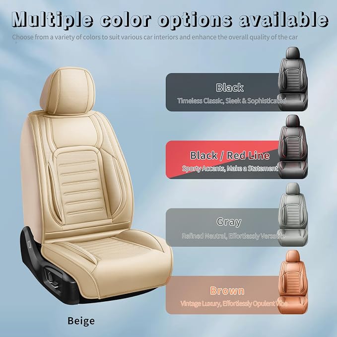 Fit FJ Cruiser Car Seat Covers for Toyota FJ Cruiser 2007-2013 2014 -Premium Leather, Waterproof，Breathable，All-Weather Seat Cushion Protecto & Airbag Compatible, 2 Front Seat Beige - Image 5