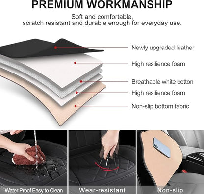 BEITK 1 Pack Waterproof Front Car Seat Cover for Car Truck SUV Black | PU Leather, Scratch-resistant, Sideless Design, Universal Fit, with Storage Pocket and Seat Belt Pad, Easy to Install - Image 3