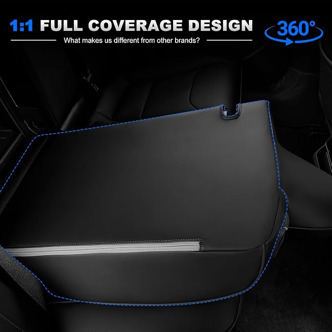 AOMSAZTO Seat Cover for Tesla Model 3 2024-2025(Not Performance) | Faux Leather,Waterproof,Airbag Compatible,5-Pieces Set with Seatbelt,Steering Wheel Covers,Side Bolster Cover&Headrests-Black - Image 8