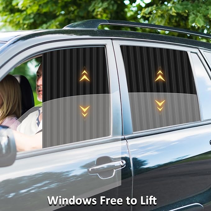 ZATOOTO Car Side Window Sun Shades, Car Curtains for Windows, UV‑Block | Blackout Privacy, Heat Insulation, Metal Frame Fit, Beige Pleated Shades, 2 Packs Shade for Family Travel, Baby, Pet - Image 4