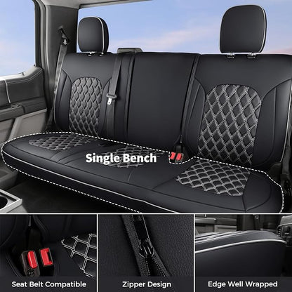Huidasource 2007-2017 Wrangler JK Seat Covers 2 Door Full Set, Black&White | Waterproof Leather Custom Car Seat Cover, JK Seat Cushion Protector Fit for Jeep Wrangler JK 2-Door Sahara Sport Rubicon - Image 2