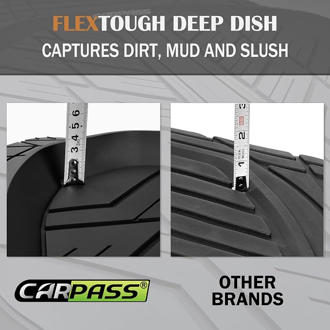 CAR PASS Deep Dish Floor Mats for Cars, Heavy Duty Rubber Floor Mats with Trunk Cargo Liner, Universal Trim-to Fit Automotive Floor mats for Truck Van SUV Waterproof All Weather Car Mats Solid Black - Image 8