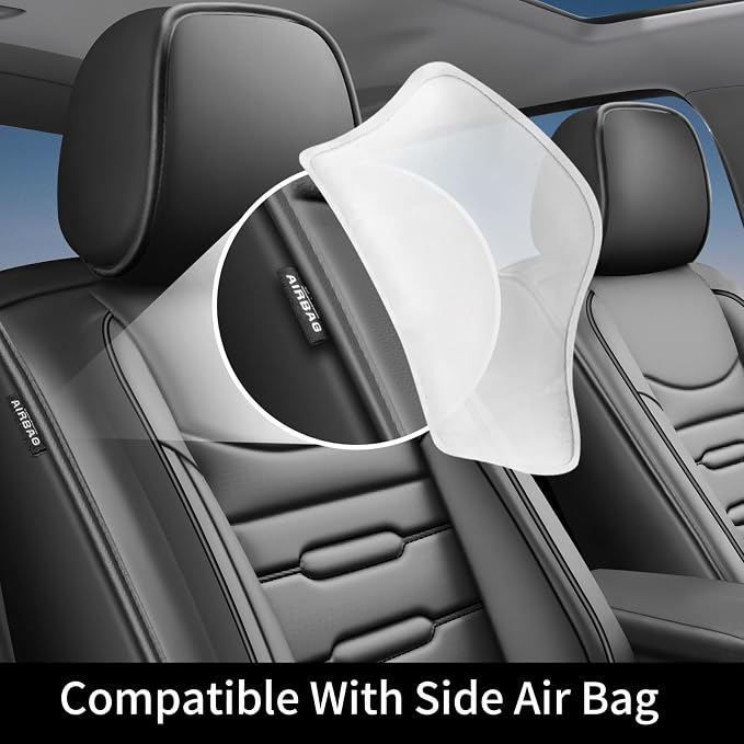 Fit Altima Car Seat Covers for Nissan Altima 2010-2024 2025 2026 - Upgraded Premium Waterproof & Breathable Leather, Airbag Compatible, All-Weather Seat Cushion Protector (2 Front/Black) - Image 5