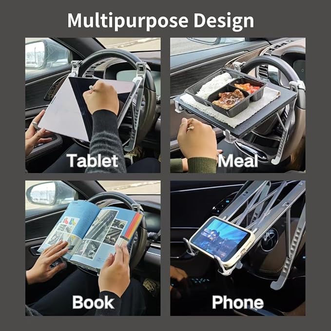 Car Laptop Mount, Height Adjustable Steering Wheel Laptop Tray for Car, Foldable Laptop Desk for Truck SUV Tesla, Portable Vehicle Workstation Table | Steering Wheel & Desktop Dual Mode, 5-Second Quick Scene Switch - Image 4