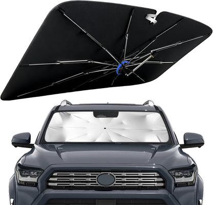 Windshield Sun Shade for Toyota 4Runner 2010-2026 with 360° Rotating Shaft | Custom Fit Umbrella Sunshade for UV Blocking, Interior Heat Protection, Easy Storage, UPF 50+ Cool Windshield Cover by Lonyaqui