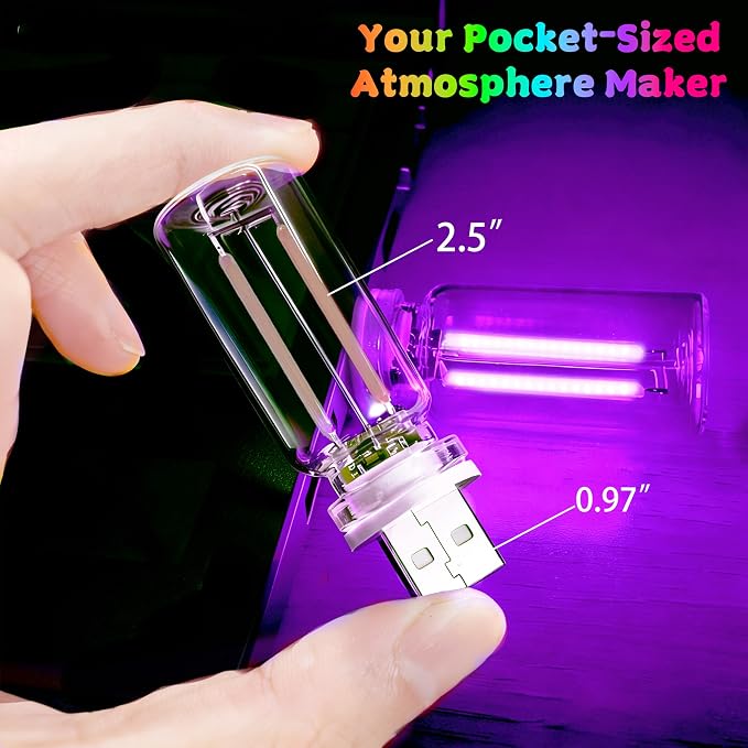 4 PCS USB Touch Dimmable Retro Glass Bottle Car Night Light | Portable design, 4 Purple, fits car interior, bedroom, hallway, indoor outdoor decor - Image 3
