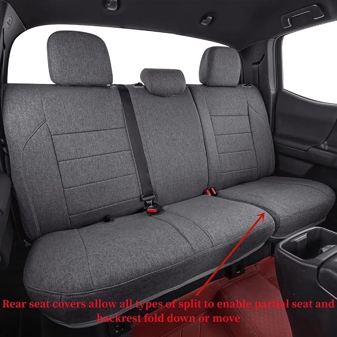 2nd Gen Tacoma Seat Covers Custom Fit for 2012-2015 Toyota Tacoma Double Cab/Crew Cab Base (Regular Seats),Fully Covered Polyester Truck Seat Protector-Full Set (Gray) - Image 7