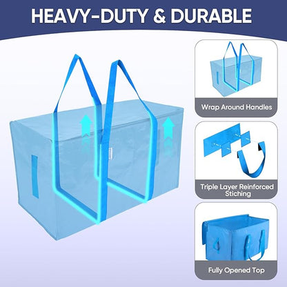 TICONN 2 Pack Extra Large Moving Bags Heavy Duty with Zippers & Carrying Handles, Durable Storage Bags Moving Boxes for Closet Organizers and Storage (2 Pack, Sky Blue) - Image 3