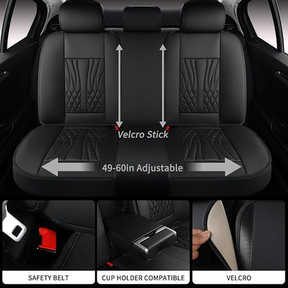 MINGBRON Leather Seat Covers,Car Seat Protector Waterproof,Seat Covers Full Set, Car Seat Protectors 5 Seats,Automotive Seat Covers Fit for Most Cars Black - Image 3