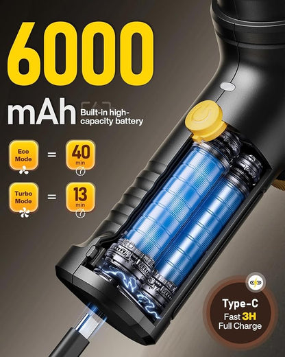 Handheld Vacuum Cleaner, 21000Pa Cordless 4-in-1 Mini Car Vacuum | Cordless Vacuum with LED Lights, Built-in Brushless Motor, Type-C Charging, Portable Design for Cars, Office Desks, Keyboards - Image 4