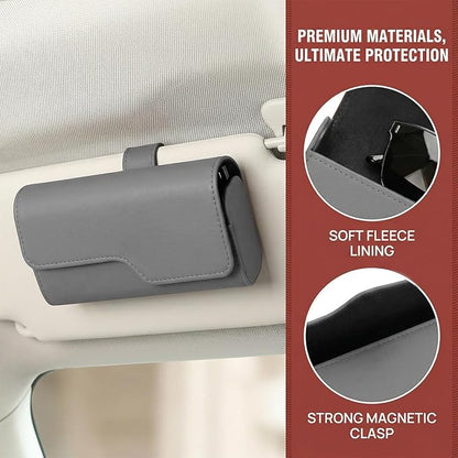 Sunglass Holder for Car Visor, Eyeglass Storage Case (Gray) | Vehicle Eyeglass Hanger Protective Storage Case, Automotive Interior Sun Visor Glasses Organizer Box, Universal Fit - Image 5
