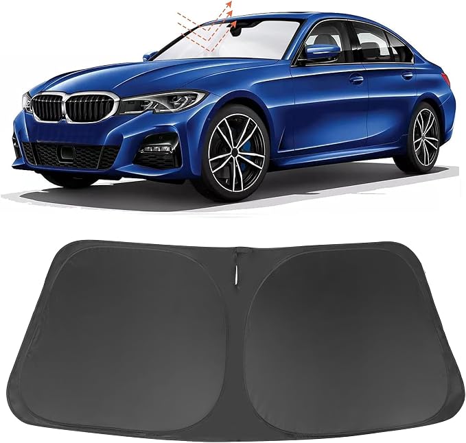 Windshield Sun Shade for 2013-2018 BMW 3 Series/F30/F31/F80/M3 | Full covered for windshield, Foldable & Durable, Block UV Rays, Reduce Heat, Easy to install, Keep Car Cooler by LHFLIVE