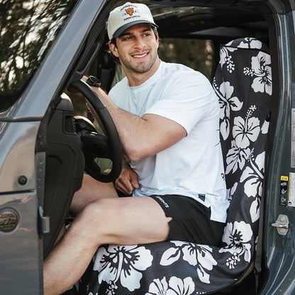 Sprints Athletic Running Towel, Full-Sized, Car Seat Cover - Performance Microfiber (Flex on the Beach - Black w/Snaps) - Image 5