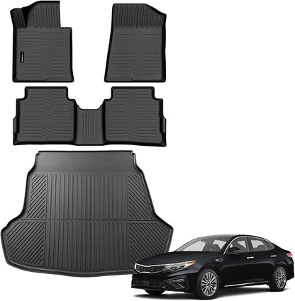 AUXKO Floor Mat Cargo Mat for Kia Optima 2016-2020 Hyundai Sonata 2015-2019 | High Wall,All-Weather,All Season,Odorless,Anti Slip,Rain&Salt Resistant,TPE Material,Black,Accessories,Pet Friendly by AUXKO