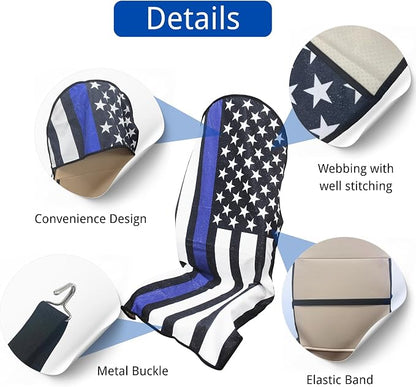 Waterproof Car Seat Cover for Front Seats, Protector for Cars SUVs Trucks, Sweat Towel Seat Covers Bucket for Gym,Workout,Beach,Hiking,Running and Swimming (American Flag Black, 2PCS) - Image 3