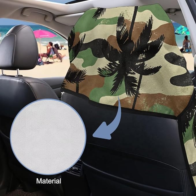 SEANATIVE Sports Towel Seat Covers for Cars - Quick-Dry Sweat Towels for Gym, Hiking & Beach with Anti-Scratch Design (Machine Washable, Universal Fit), Coconut Tree Camouflage Pattern - Image 6