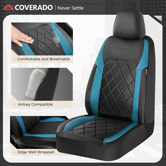 Coverado Car Seat Covers, Seat Covers Full Set, 5 Seats Automotive Seat Cover, Mesh Breathable Seat Protectors, Universal Fit for Most Cars - Image 2