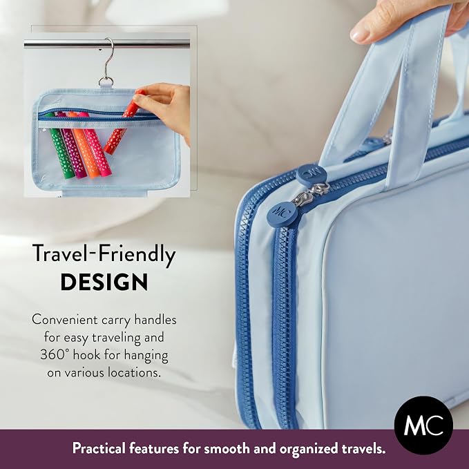Kids Travel Organizer – Multi-Compartment, Water-Resistant Hanging Bag for Toys, Snacks, & Activities - Compact, Lightweight Design with Hook & Carry Handle - Perfect for Travel Use (Blue, Small) - Image 5
