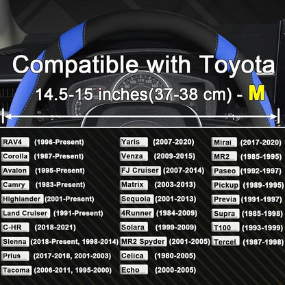 West Llama Customized Auto Car Steering Wheel Cover for Toyota Rav4 Corolla Camry Highlander (Black+Blue) - Image 2